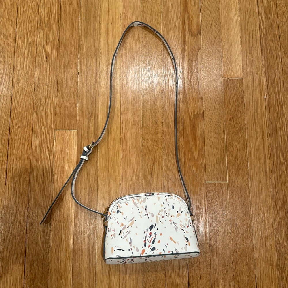 White Crossbody Handbag with Rose Gold Zipper and Accents from Target